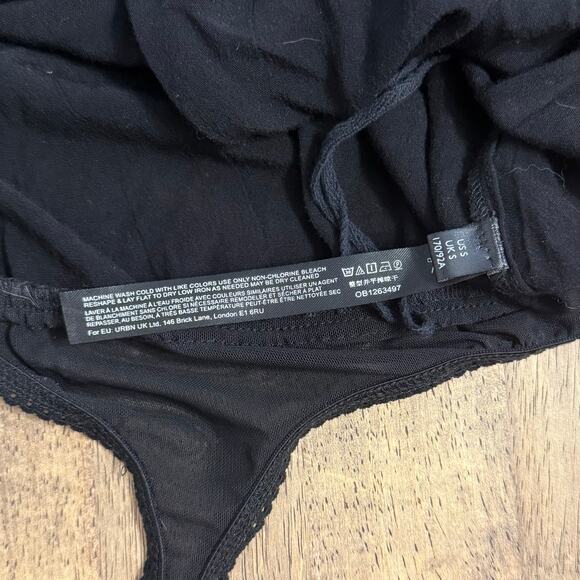Intimately Free People Cleo Bodysuit Semi-Sheer Short Sleeve Black Size Small - Picture 9 of 10